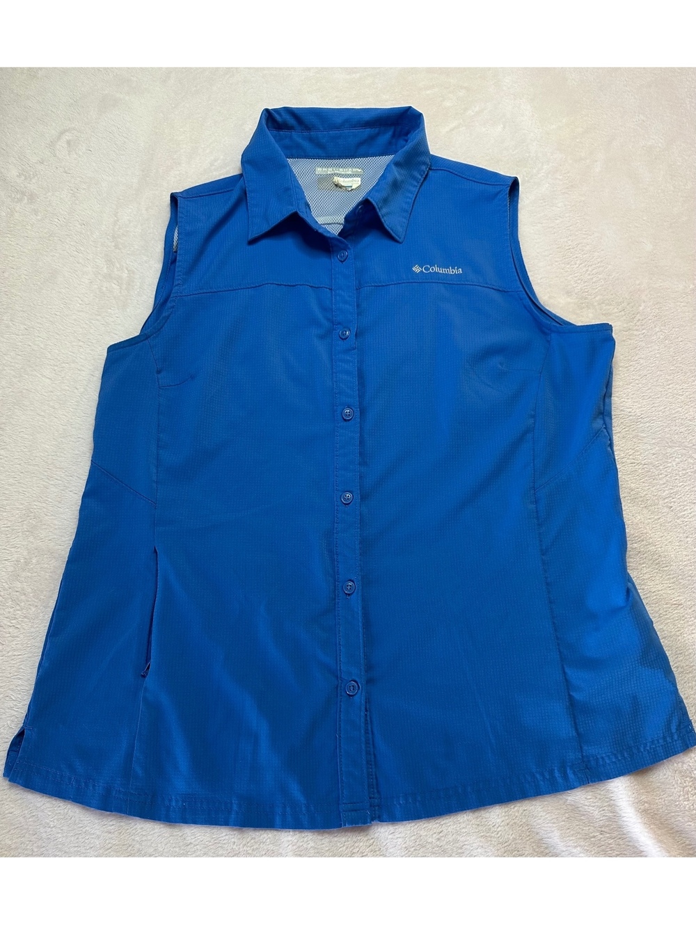 Columbia Kestrel Trail Lite Sleeveless Hiking Button Down Shirt - Blue